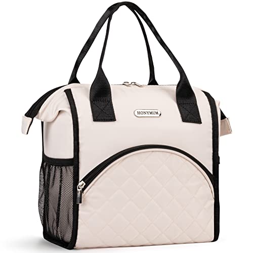Honymum Lunch Bag Women,Insulated Lunch Box,Leak Proof Adult Lunch Tote Bag,Lunch Cooler Bag With Large Wide-Open,Lunchbag,Lunchbox For Work,Picnic,Travel,Beige #TOP8