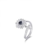 IQUQIXL Custom Photo Ring Personalized Projection Ring Heart Shaped Ring with Picture Crescent Moon Engagement Ring Memorial Jewelry for Men Women (Red)