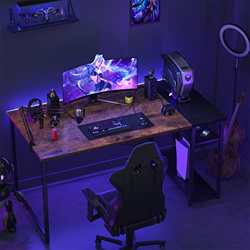 Ecoprsio Computer Desk, 47 Inch Small Desk For Small Space, Modern Study Writing Desk With Storage Shelves, Reversible Pc Table For Home Office, Gaming Room, Bedroom, Workstation, Rustic And Black #TOP7