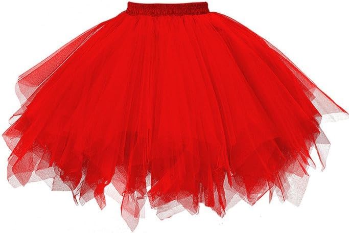 MIVORA Damen Tüllrock 50er, Elastisch Ballett Tutu Rock Petticoat Unterrock Tütü Rock, Ballet Tanzrock Rockabilly Tanzkleid Ballkleid Kurz Retro...