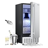 Coolski Commercial Nugget Ice Maker Machine, 100Lbs Daily Production, Under Counter Sonic Ice Machine with 20Lbs Dual Storage Bin, Pebble Pellet Ice Maker for Home, Office, Cafe, Gravity Drain