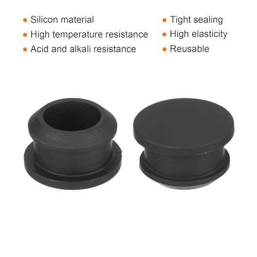 Image of MECCANIXITY Silicone Snap in Locking Hole Plugs,Rubber Panel Seal Cover Flush Type Panel Round for Kitchen Rubber Bulkheads Waterproof Sealing Plugs 15mm /0.59 Inch Diameter Black,Pack of 4
