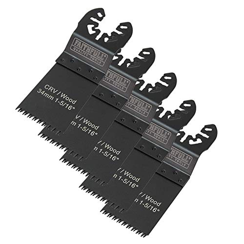 Faithfull FAIMFW34B Flush Cut Wood Blade Side Set 34mm CRV Pack of 5, multi, Side Set 34mm Pack of 5 - Image 3