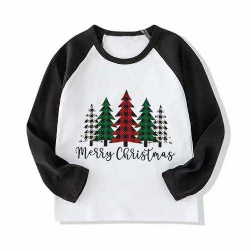 Image of Toddler Christmas Shirts for Boys and Girls Merry Christmas Plaid Monster Truck Tree Graphic Long Sleeve Xmas Tee Tops