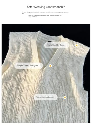 Men'S Fall Winter Casual Sweater Vest V-Neck Sweater Middle-Aged Sweater Sleeveless Vest White Xl3