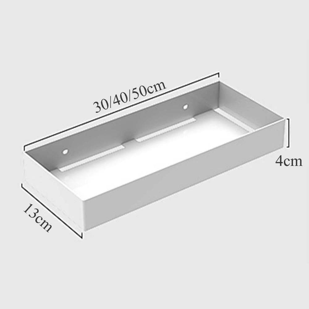 Bathroom Shelf Stainless Steel Shelves Adhesive Rack with Hooks Wall Mounted No Drilling for Kitchen and Toilet-Black_30cm(White,30cm)