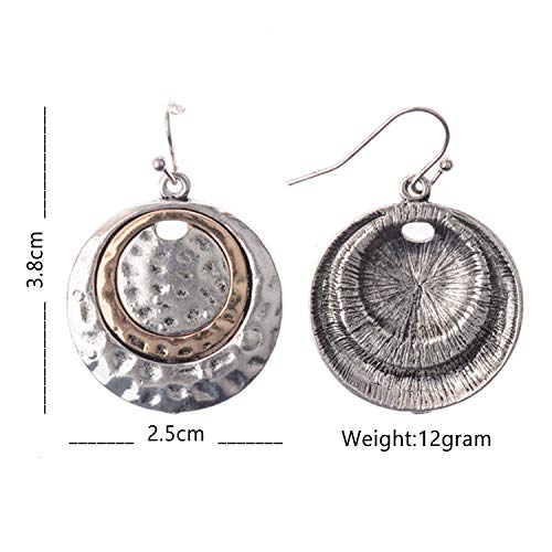 D.rosse Handmade Ethnic Boho Retro Gold Matte Small Round Circle Dangle Drop Earrings Vintage Silver Hoop Hook Earrings For Women Girls Statement Jewelry (Silver) #TOP1