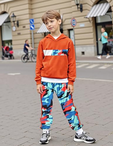 Image of Boys Clothes Boy Outfits 2-Piece Long Sleeve Hoodie and Camouflage Pants Boys Fall Winter Clothes for 6-16 Years