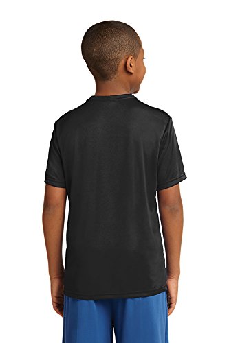 Dri-Wick Youth Sport Performance Moisture Wicking Athletic T-Shirt (Medium, Black) #TOP3