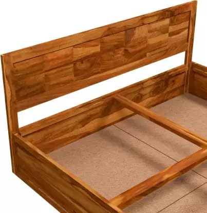 Image of Solid Wood Queen Box Bed (Finish Color - Walnut, Delivery Condition - DIY (Do-It-Yourself))