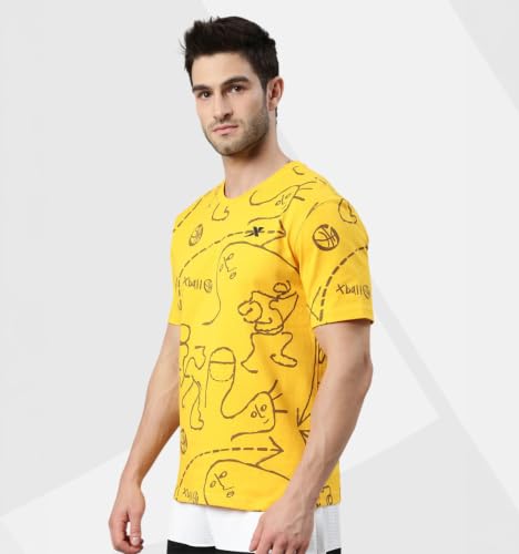 Image of XTEP Playing Big Basketball Series, Sorona Material, Moisture Absorbing & Sweat Dissipating Technology, Superior Elasticity, Colorblocked Design, Basketball T-Shirt for Men - Caramel Brown