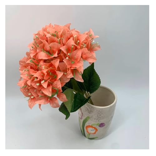 Image of SPHINX Artificial Bougainvillea 5 Heads Bunch Without Vase for Home Decor,Centerpieces, Christmas Decorations, Welcome Reception, Dinner Table decor Approx Height 50 cms- (1 Piece, Orange Mix)