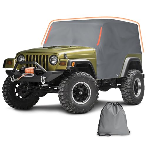 Kistrba Cab Cover Compatible with 1997-2006 Jeep Wrangler TJ Heavy-Duty PVC with Cotton Outdoor Car Cover