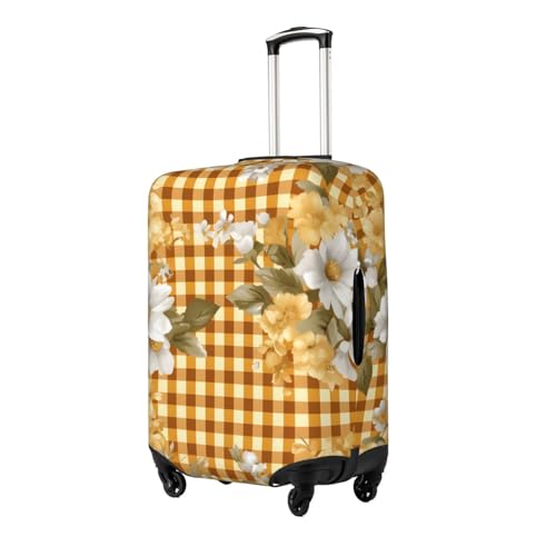 Elastic Luggage Cover Anti Scratch Dirt Covers, Yellow Checkered Daisy Travel Luggage Cover Suitcase Protector Fits 23-26 Inch Luggage2