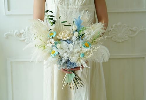 Bouquet rústico beige y blanco para boda