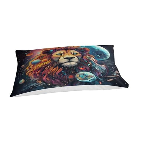 Funda nórdica león 3D de microfibra suave 135x200cm juego de cama infantil single 6