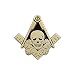 Widows Son Skull Square & Compass Gold Lapel Pin - 1" Tall by The Masonic Exchange