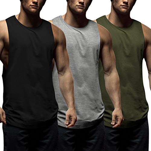 COOFANDY Mens Workout Tank Tops 3 Pack Sleeveless Shirts Gym Bodybuilding Muscle Tee