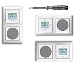 busch-j. wlan-radio up mit display 8216 u Typ/Farbe: Busch balance SI / alpinweiß - wichtige Informationen zum Produktbild: die Abbildung zeigt die Möglichkeit der vertikalen und horizontalen Montage, Anordnung der Bauteile variabel - Liefermenge 1 Komplettset