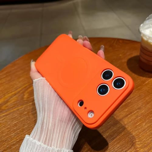 SFDSUH For iPhone 16 Plus�p �t�̃V���R�� �}�O�l�b�g�� �g�уP�[�X ���C�����X�[�d �ϏՌ��J�o�[ (For iPhone 16 Plus�p/�I�����W)