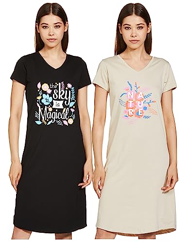 Image of Amazon Brand - Eden & Ivy Women's Cotton Knee Length Regular Fit Nighty (Available in Plus Sizes)