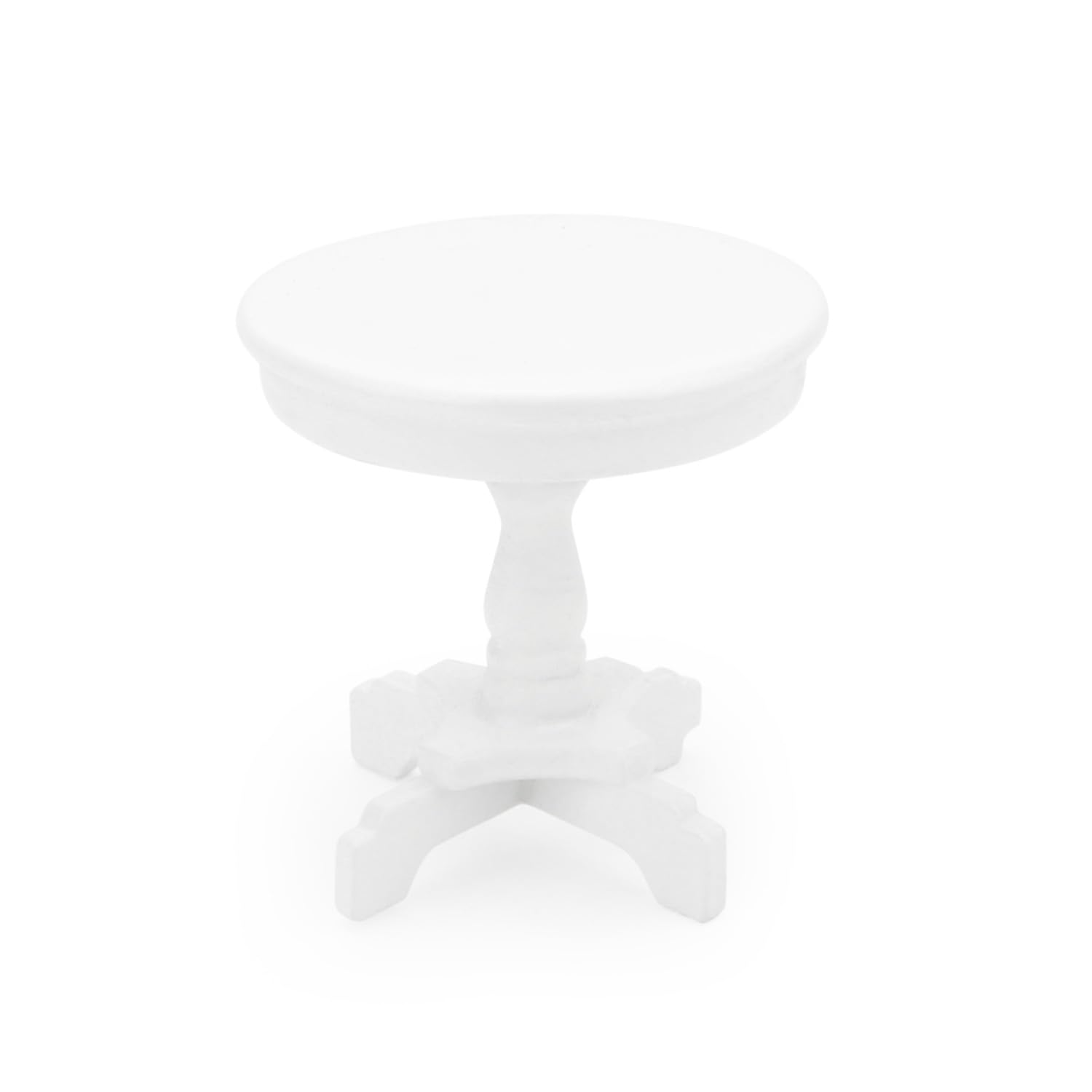 Miniature Dollhouse End Table 1:12 Scale Wooden Furniture Round Side Tea Table Model for Dollhouse Acessories Coffe Tables Living Room Scene Decoration (White)