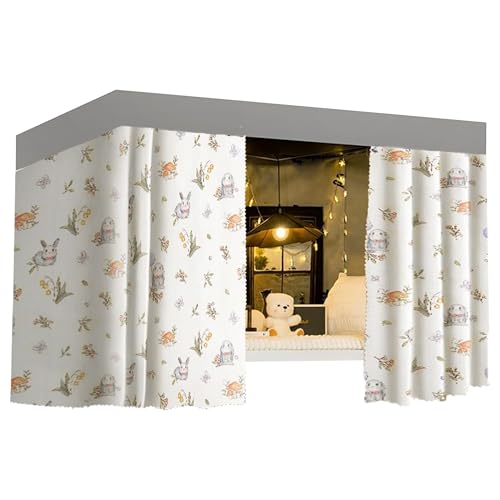 Image of Cute Bottom Bunk Bed Curtain Student Dormitory Blackout Cloth Mosquito Nets Bedding Tent Bed Canopy Single Sleeper, Rabbit