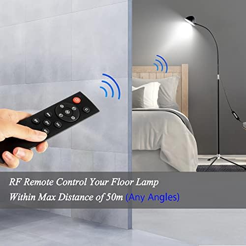 KOOSTONE Floor Lamp, Floor Lamps, Standing Lamp for Living Room, Standard LED Lamp for Bedroom, 10W, 800 Lumen, Remote Control and UK Adapter Included.
