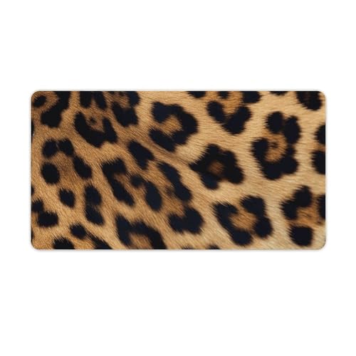 Tapis de souris XL imperméable motif léopard grand tapis de bureau antidérapant