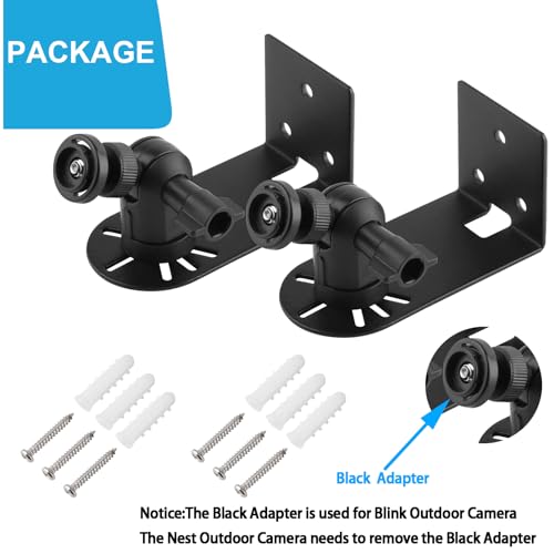 Image of 2Pack Adjustable Camera Mount for Blink Outdoor 4 (4th Gen) /(3rd Gen) XT3 /Blink XT /XT2 /Blink Mini for Outside,No Drill VHB Stick On or Screws Two Ways Installation,Wall Mount Bracket for Blink Camera