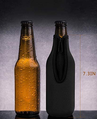 Beer Bottle Insulator Sleeve Different Color. Zip-up Bottle Jackets. Keeps Beer Cold and Hands Warm. Classic Extra Thick Neoprene with Stitched Fabric Edges, Enclosed Bottom, Perfect Fit (Pack-of-4) - Thumbnail 6