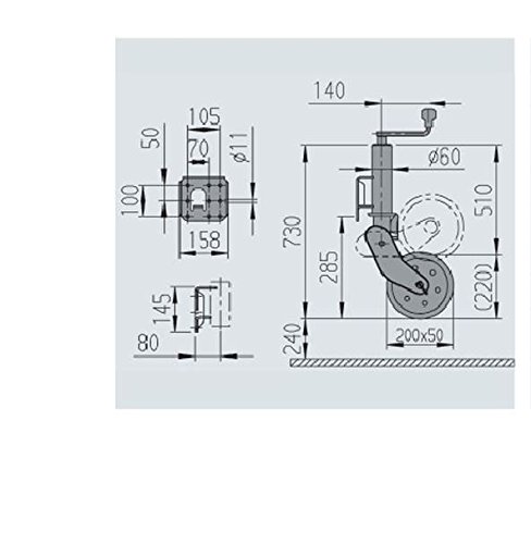 AL-KO IN 65044 Stützrad, automatisch, hohe Tragkraft
