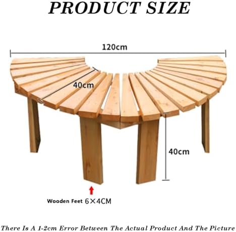 Semi-Circular Tree Bench, Solid Wood Curved Garden Chair, 400KG Capacity, Infinite Shape for Parks, Lawns & Balconies, Stylish Outdoor Flower Stand (Color 2)