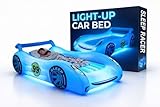 Air Candy Sleep Racer Dream Car Inflatable Kids Bed with LED Night Light Glow β Blue Race Car Air Mattress for Sleepovers, Naps & Travel, Ages 3β12