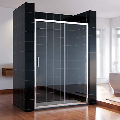 Preisvergleich Produktbild SONNI Schiebetür Dusche 140x185cm Klarglas Duschwand Duschtüren Glasschiebetür