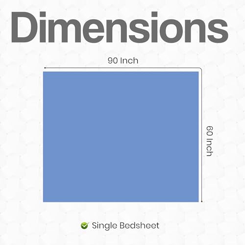 Image of FRESH FROM LOOM Soft Solid Plain 240 TC Single Size Bedsheet Set - Anti Fade, 1 Pillow Cover (Size- 60 x 90 inch | SkyBlue| Solid)