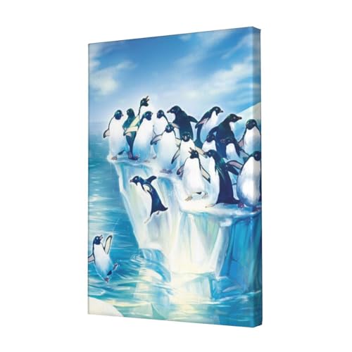 Toile murale pingouins de qualité supérieure avec châssis OUSIKA 45cm