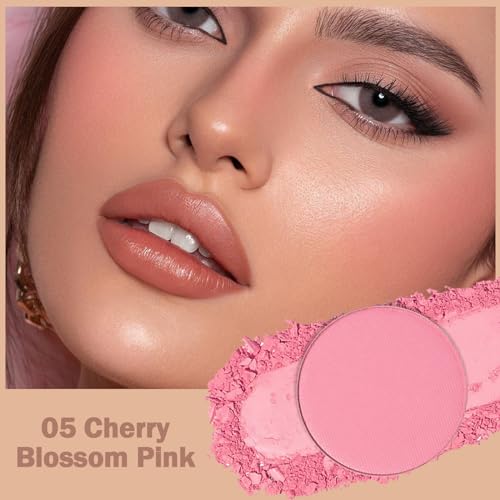 Prreal Matte Blusher, Highly pigmented Blush Powder, Natural-Looking Blusher, Breathable Blush Palette, Skin-Friendly Blusher for cheeks makeup #05 Pink - Image 3