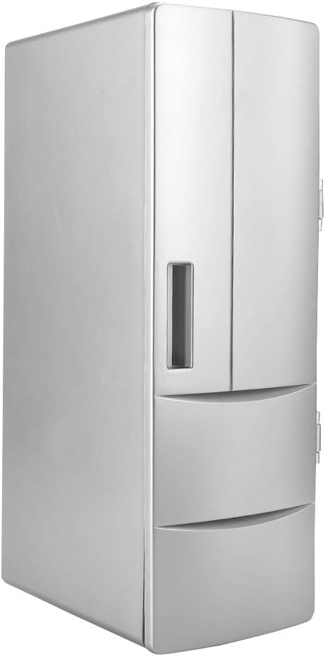 Oumefar Portable USB Mini Fridge Freezer Refrigerator Cooler Warmer For Home Office Car Travel Keep Drinks Cold Hot ABS Plastic 12.5 x 8.3 x 24.8cm