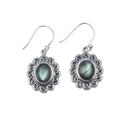 Boucles d'oreilles labradorite ovale en argent pour sublimer votre style quotidien