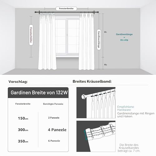 Deconovo Verdunklungsvorhänge mit Kräuselband Blickdicht Gardinen Graugrün – Ansicht 6