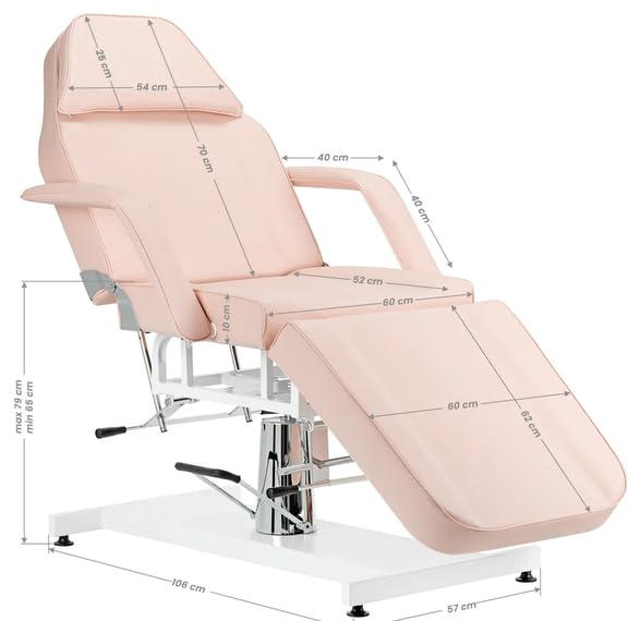 Hydraulische Kosmetikliege Rosa – Professioneller Behandlungsstuhl mit verstellbarer Rückenlehne und Fußstütze | Hydraulikpumpe, Für Massage & Tattoo, Loch in der Kopfstütze, Langlebiger Mechanismus