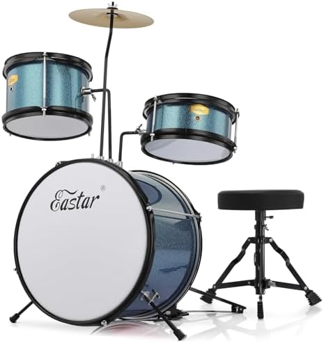 Kids Drum Set Eastar 3-Piece for Beginners, 14 inch Drum Kit with...