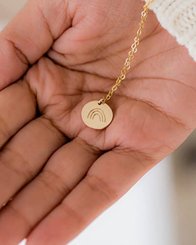 Zen & Zuri Rainbow Gold Filled Round Disc Dainty Necklace, Mother's Day Gift, Mom-to-be, Miracle Baby, Miscarriage3
