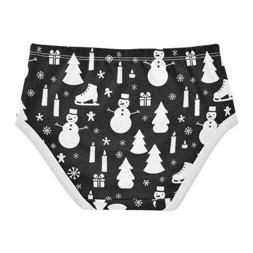 Girls' Underwear Snowflake Christmas Tree Snowman Black White Toddle Brief Panties 23035922