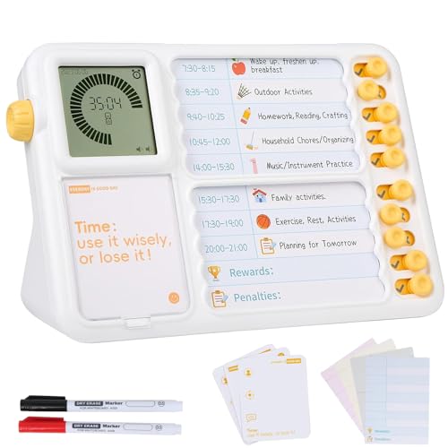 Visual Timer for Kids and Adults -Countdown Timer, Planner for ADHD with Task Board, Chore Chart, and Checklist - Daily Schedule Tool for Autism and ADHD-Essential for Homeschooling and Classroom