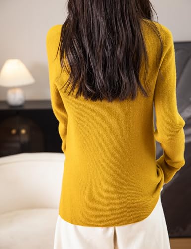 Image of Chanyarn Women's 100% Merino Wool Seamless Sweater Mock Neck First-Line Ready to Wear Long Sleeve Ribbed Knit Pullover