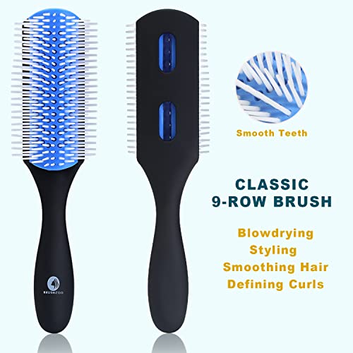 Detangling Brush, Brushzoo Hair Brush For Curly Hair, Detangler Hair Brushes For Women Men Or Kids Black Natural Hair, Hair Brush For Natural 3/4Abc Hair Easier And Faster Detangling (Blue) #TOP1