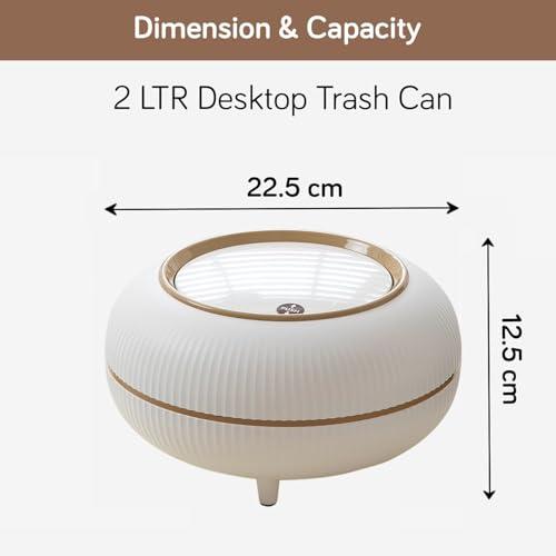 Image of Mini Portable Tabletop Dustbin, Mini Trash Can with Lid - Wastebasket for Bathroom Vanity, Desktop, Tabletop (Square Press - White) (Light White)