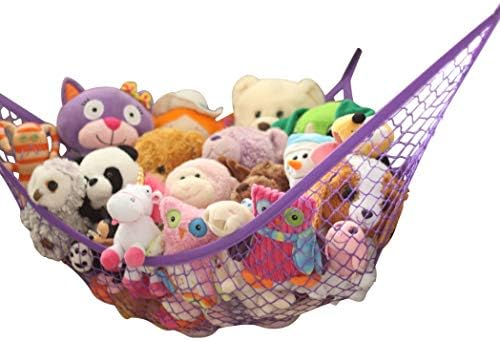 MiniOwls Toy Storage Hammock - Plush Animal Organizer for Bedroom Wall, Gift Idea for Baby Girl/Boy Birthday or Shower (White, Large)